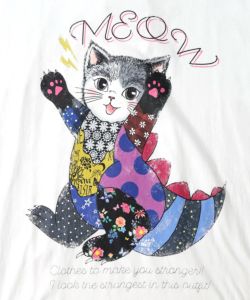 威嚇する人畜無害猫怪獣柄プルオーバー-9