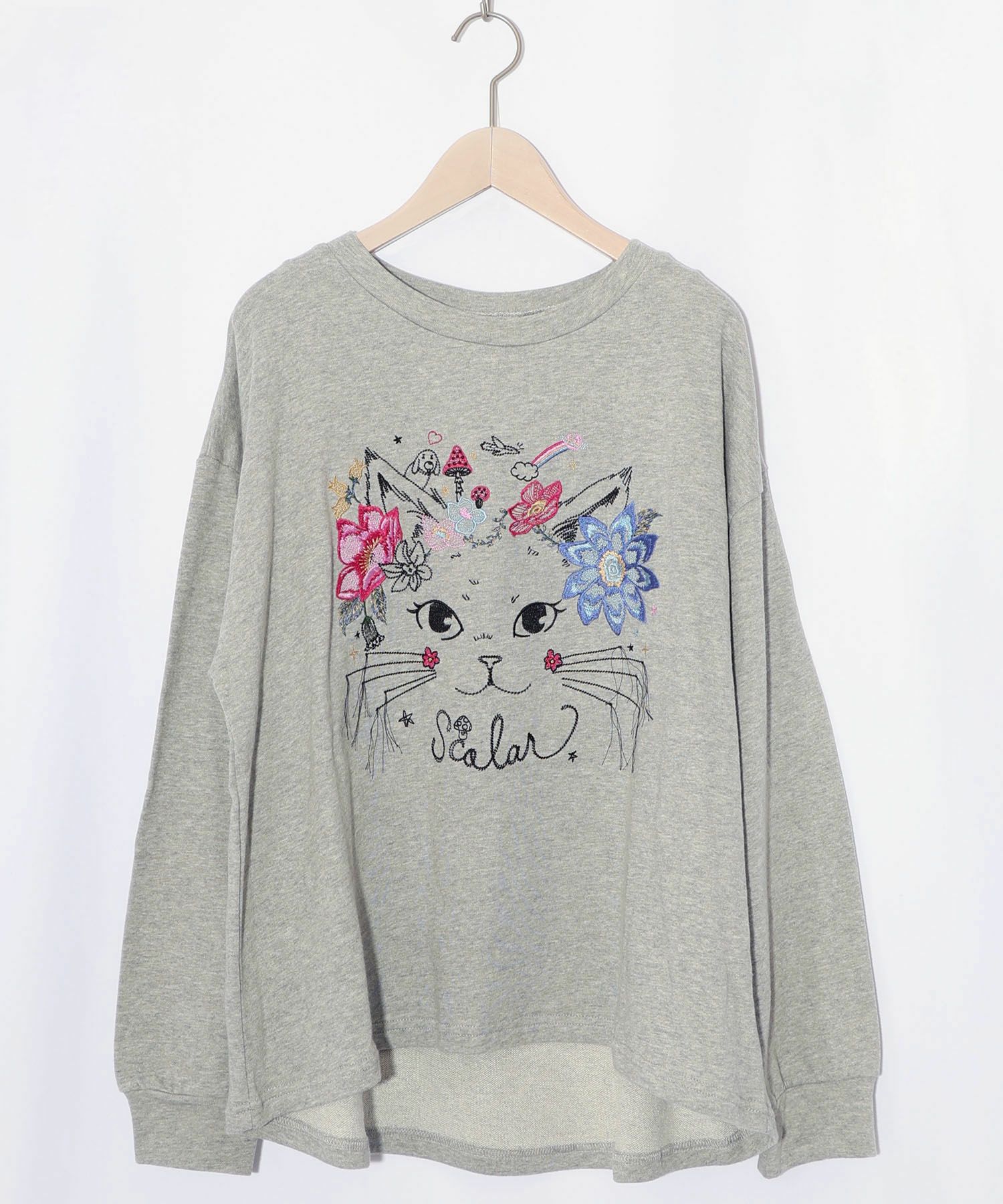 花猫刺繍のミニ裏毛プルオーバー-8