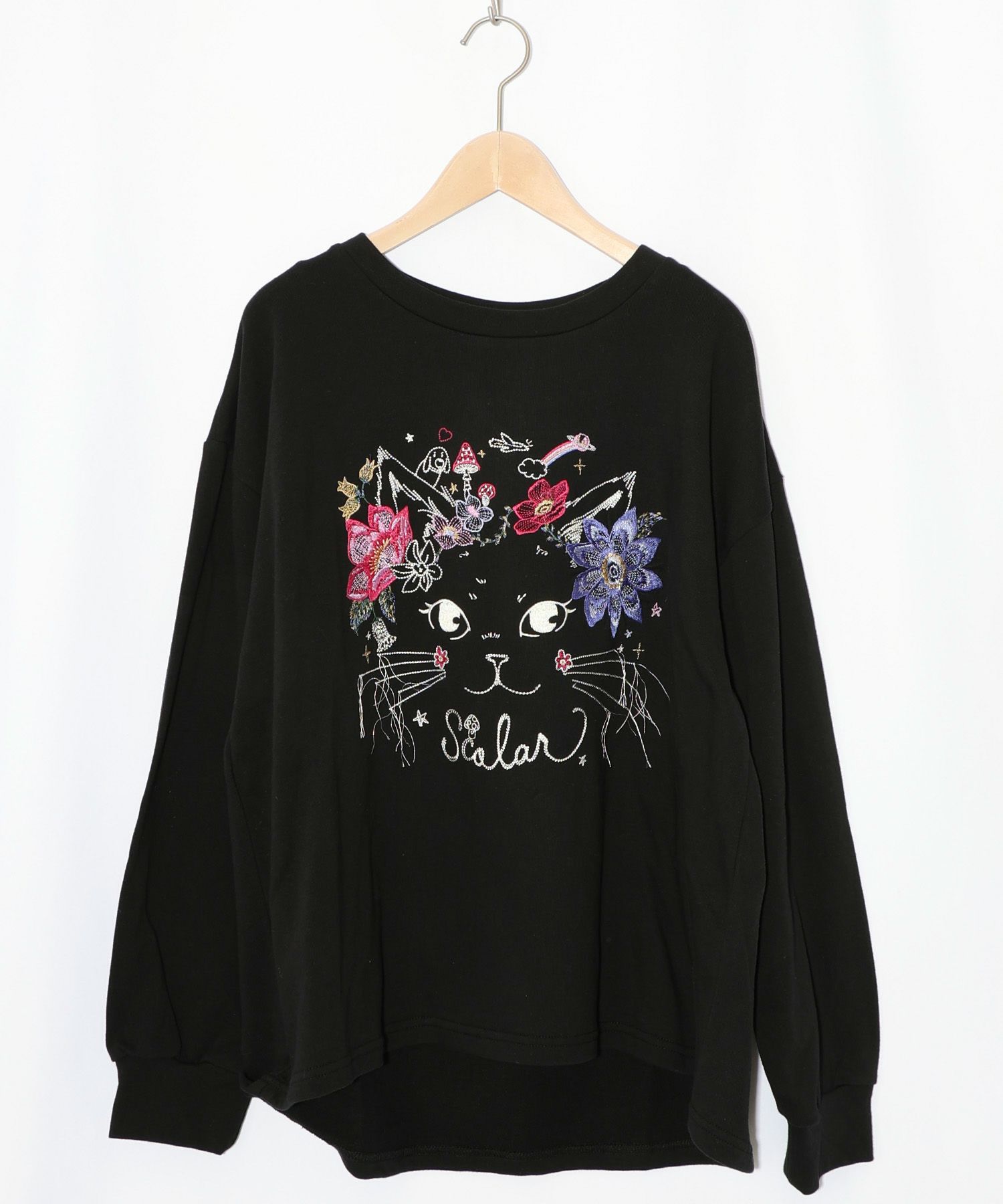 花猫刺繍のミニ裏毛プルオーバー-10