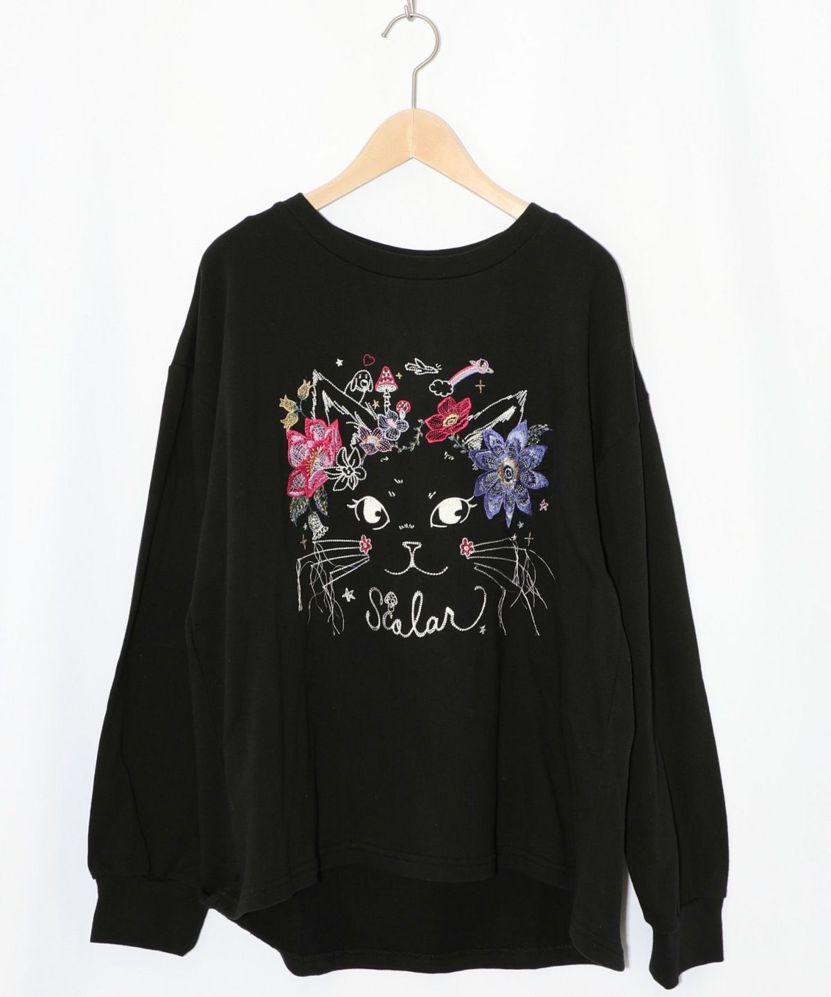 花猫刺繍のミニ裏毛プルオーバー-10