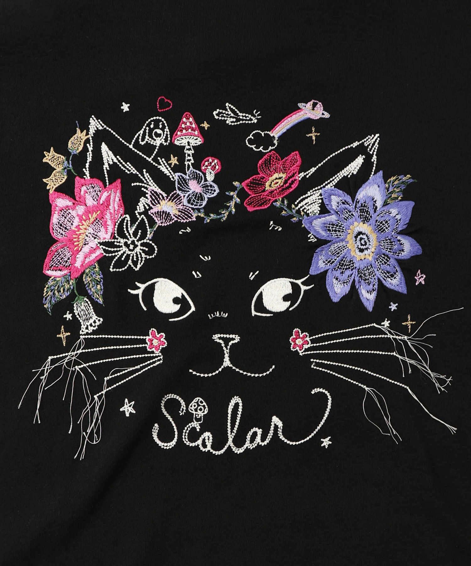 花猫刺繍のミニ裏毛プルオーバー-11