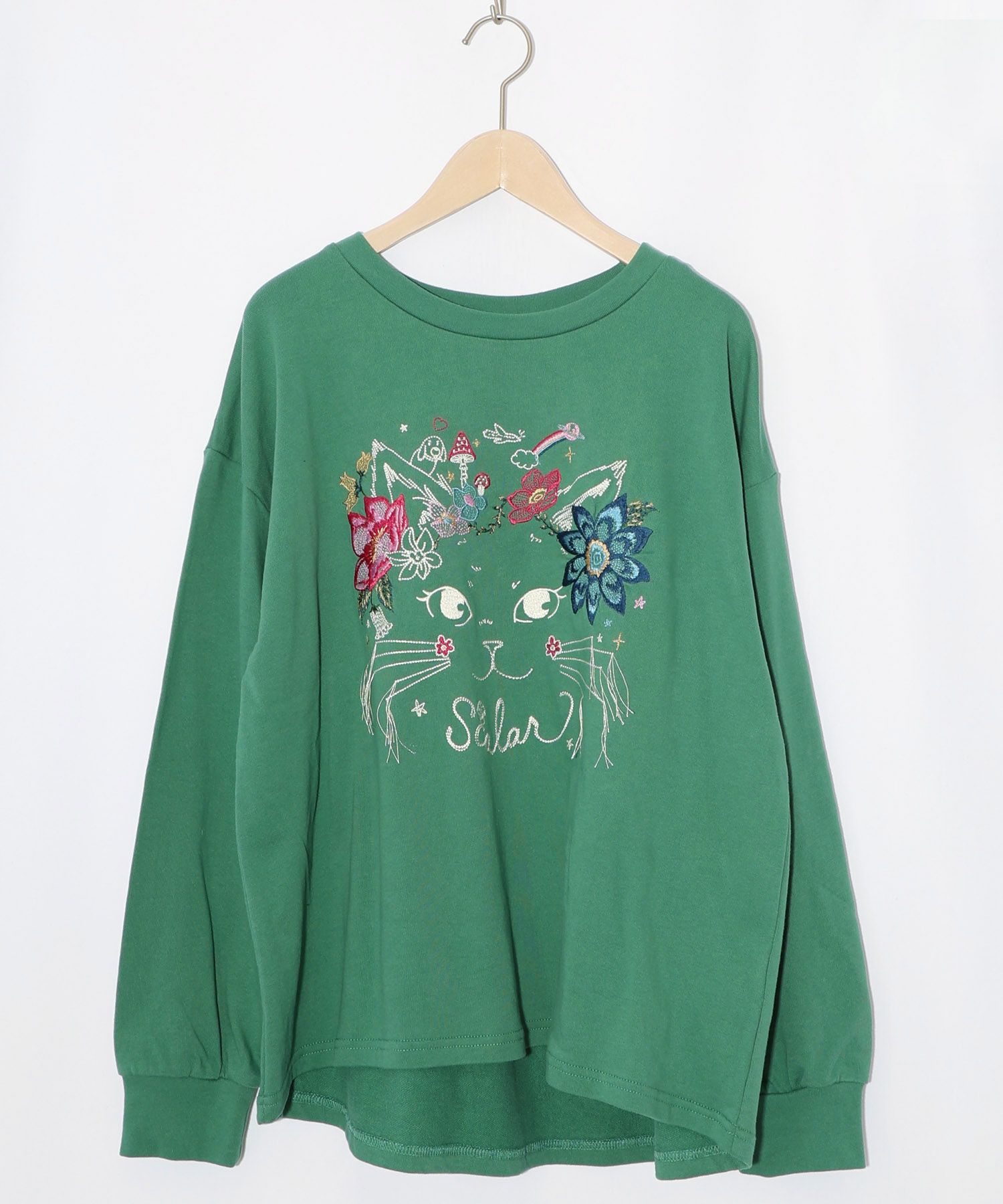 花猫刺繍のミニ裏毛プルオーバー-12