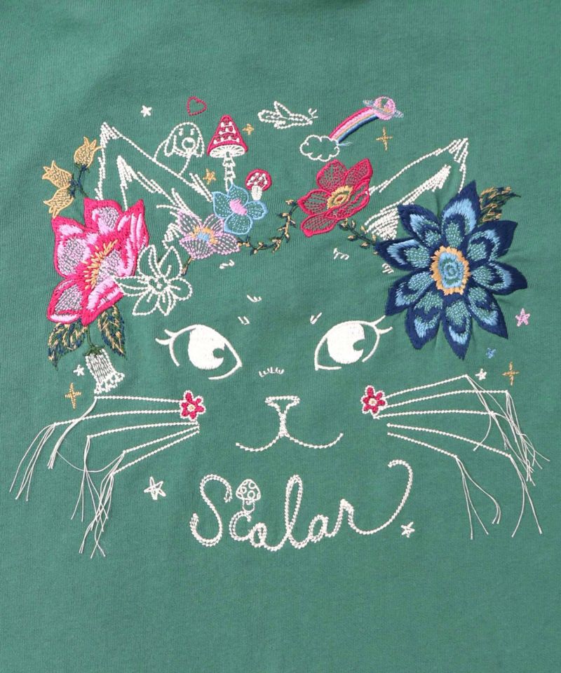 153699：花猫刺繍のミニ裏毛プルオーバーの通販-ScoLar