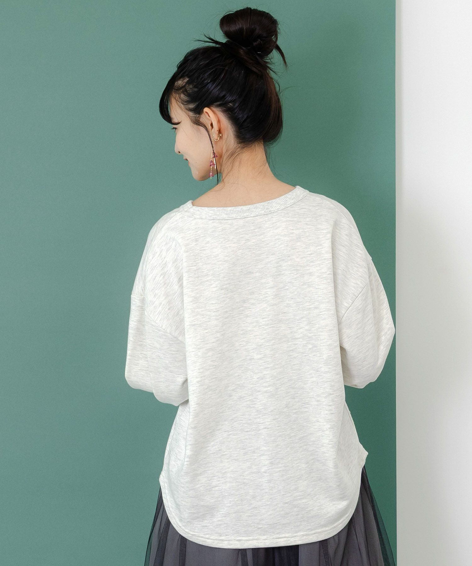 スカラーちゃん×トラ×蝶刺繍 ミニ裏毛プルオーバー-5