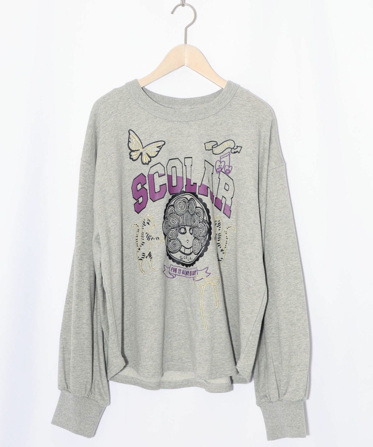 スカラーちゃん×トラ×蝶刺繍 ミニ裏毛プルオーバー-8