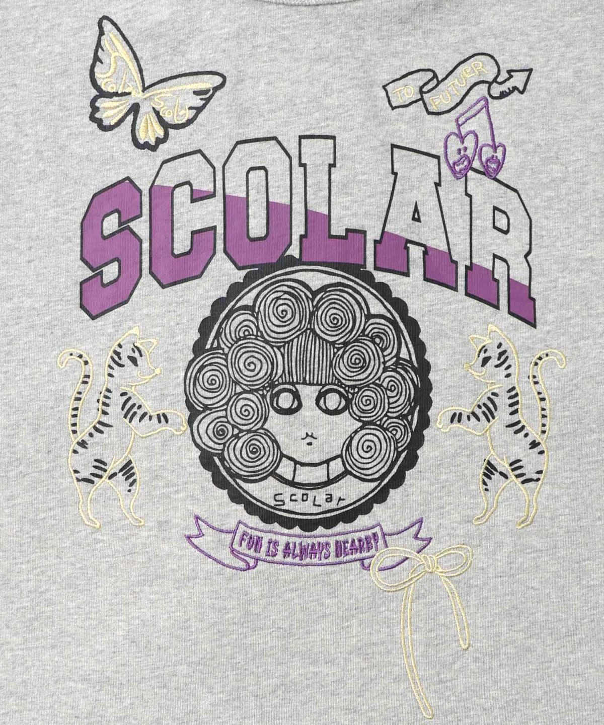 スカラーちゃん×トラ×蝶刺繍 ミニ裏毛プルオーバー-9