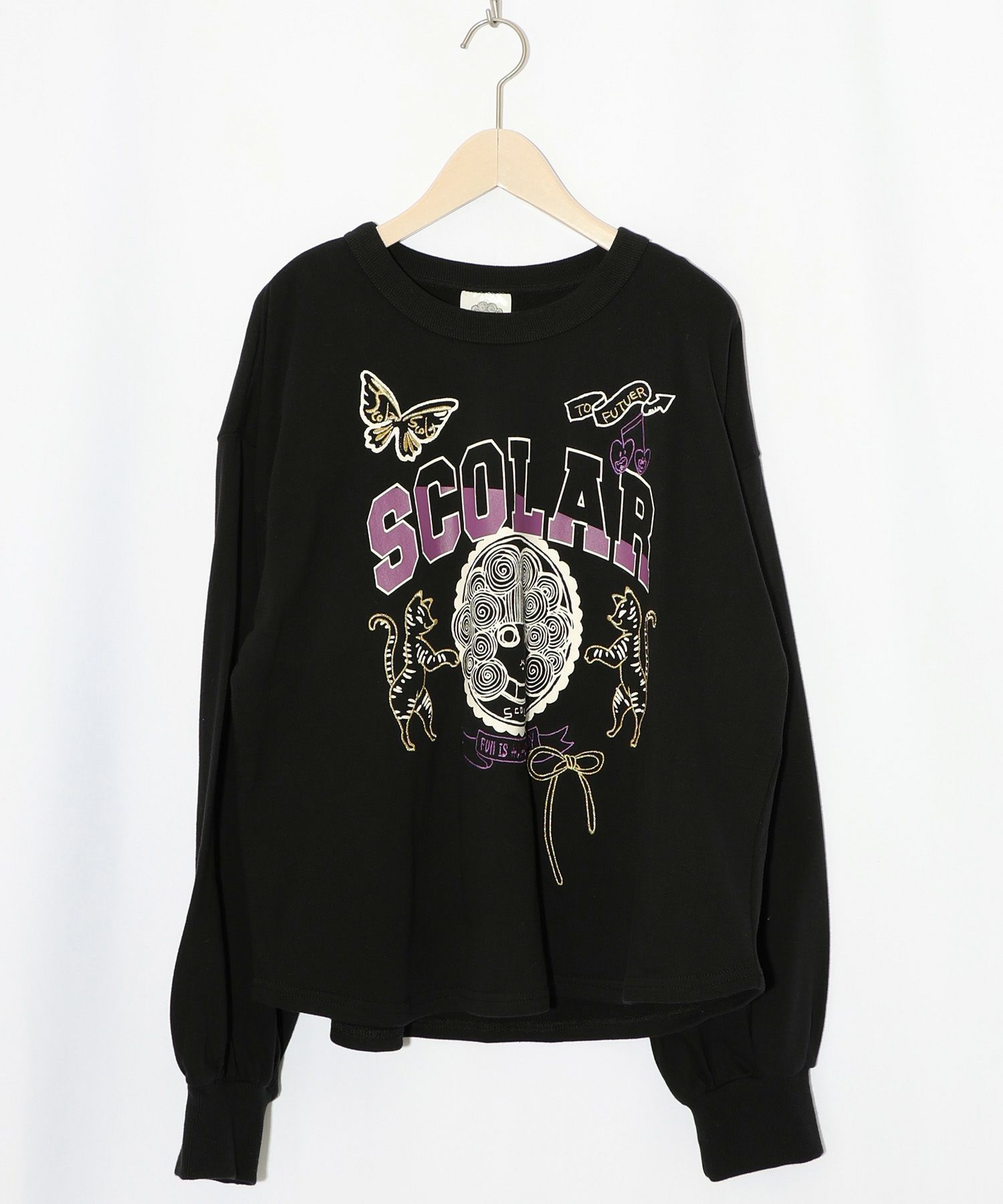 スカラーちゃん×トラ×蝶刺繍 ミニ裏毛プルオーバー-10