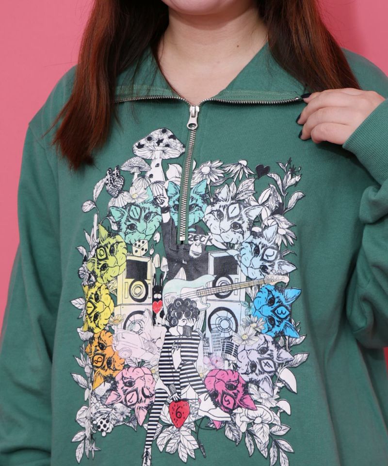 スカラーちゃんと時計と音楽柄裏毛チュニック-8