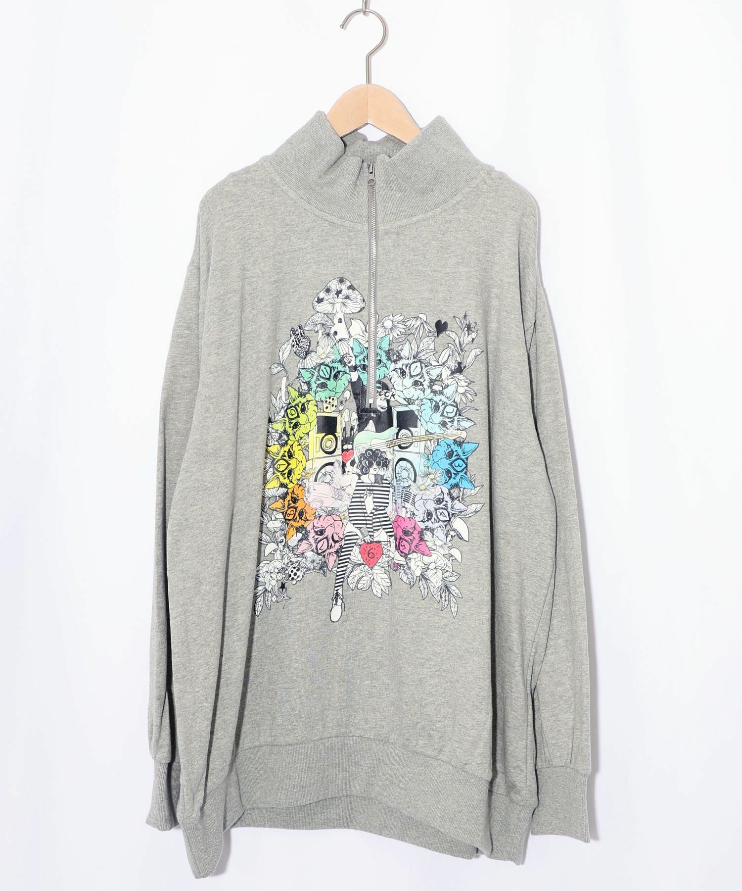 スカラーちゃんと時計と音楽柄裏毛チュニック-11