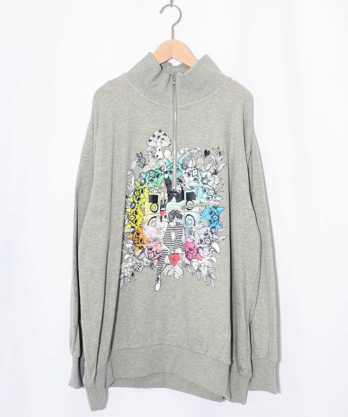 スカラーちゃんと時計と音楽柄裏毛チュニック-11