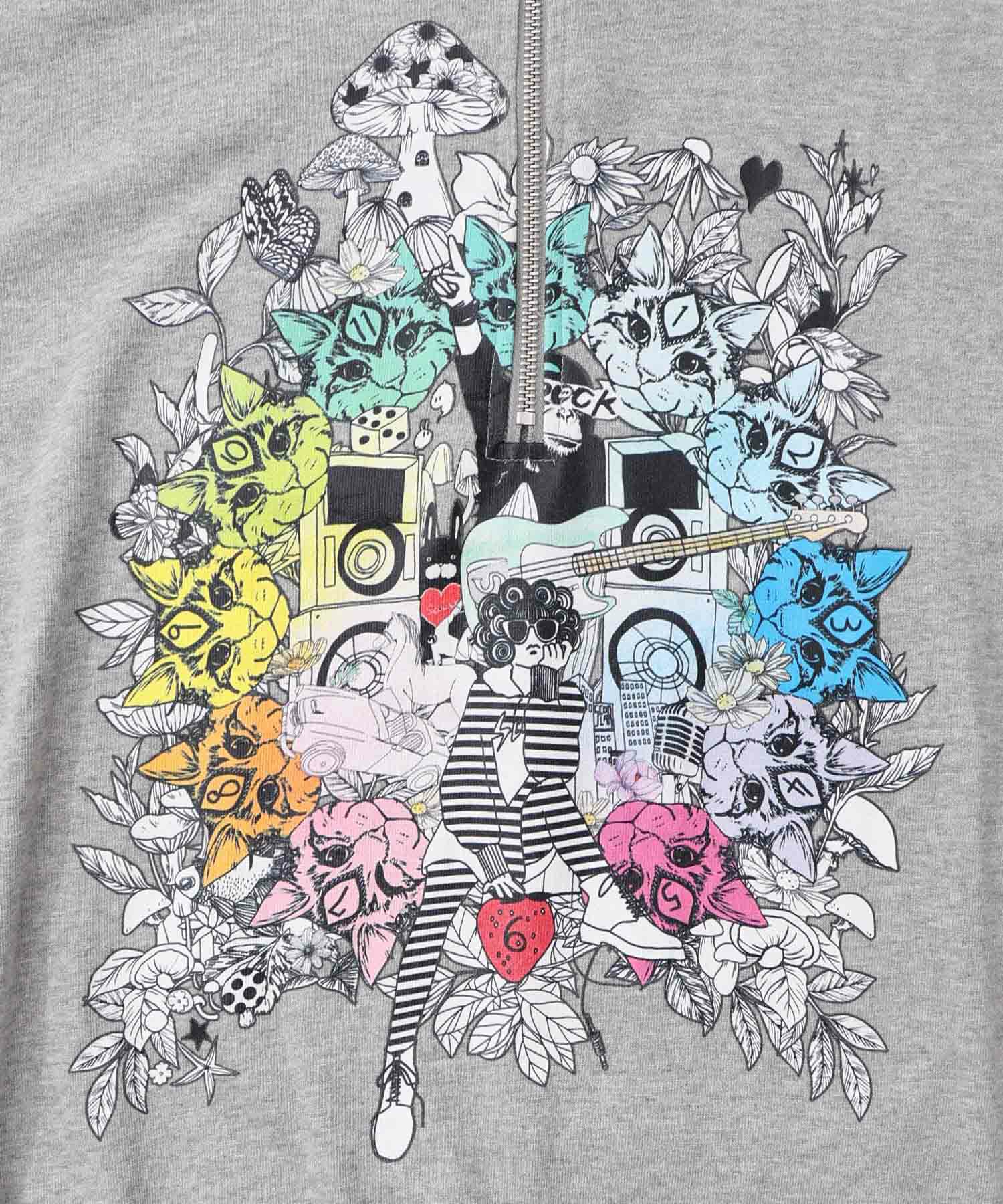 スカラーちゃんと時計と音楽柄裏毛チュニック-12