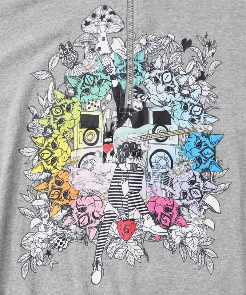 スカラーちゃんと時計と音楽柄裏毛チュニック-12