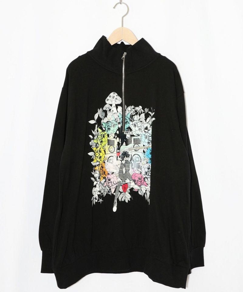 スカラーちゃんと時計と音楽柄裏毛チュニック-13