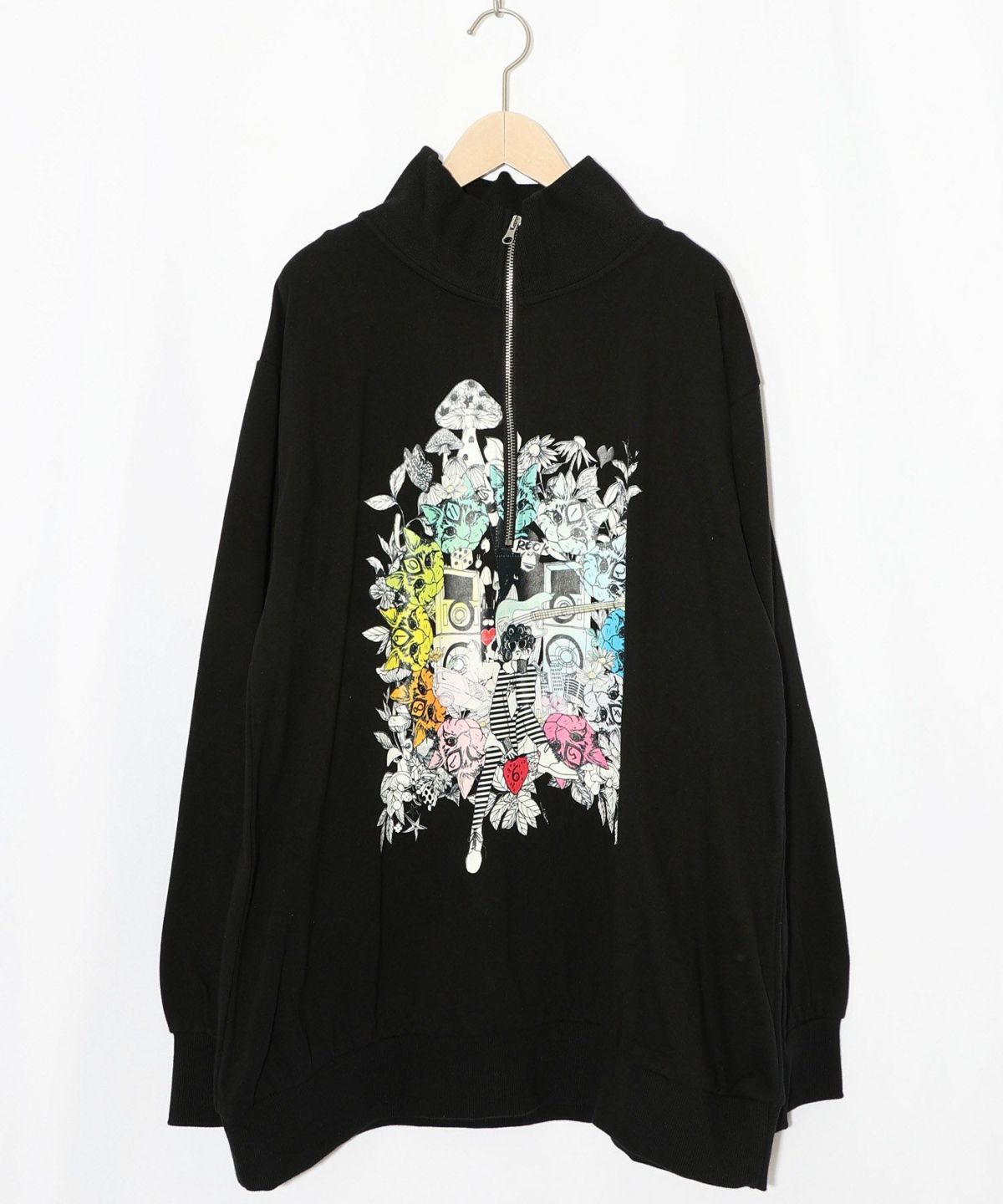 スカラーちゃんと時計と音楽柄裏毛チュニック-13