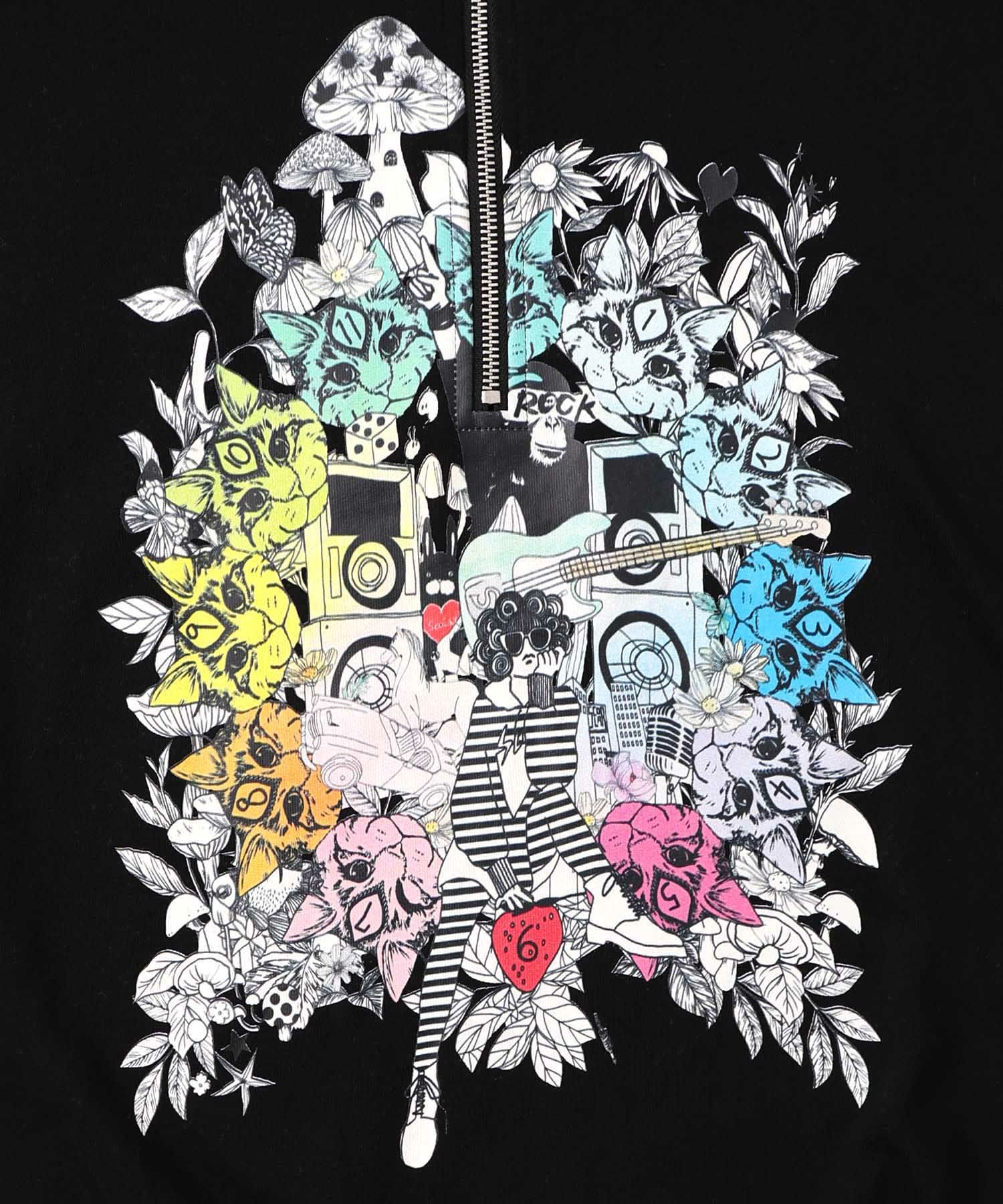 スカラーちゃんと時計と音楽柄裏毛チュニック-14