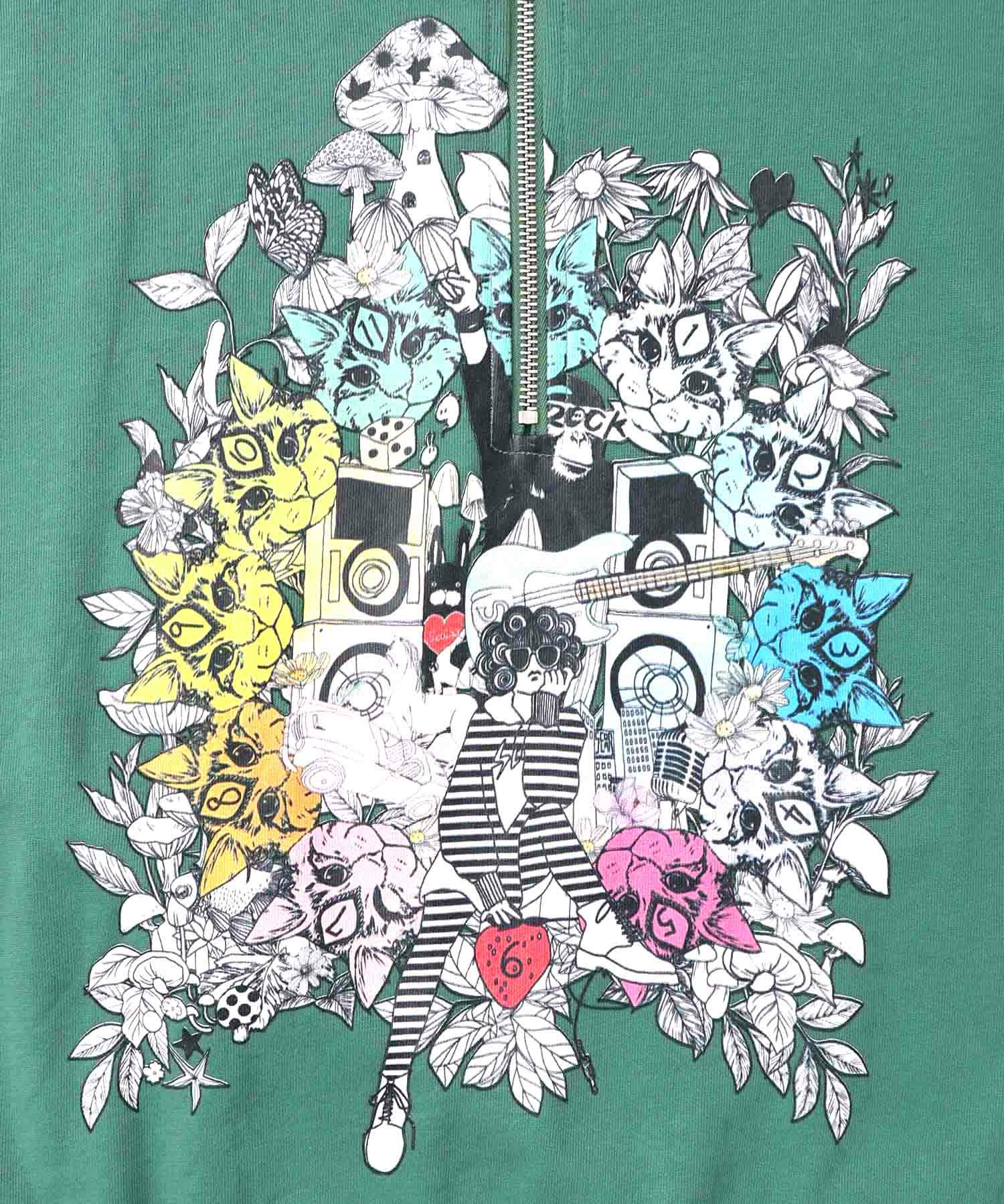 スカラーちゃんと時計と音楽柄裏毛チュニック-16