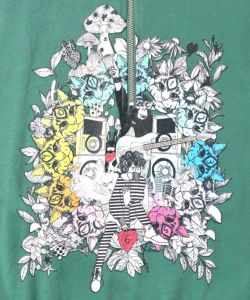 スカラーちゃんと時計と音楽柄裏毛チュニック-16