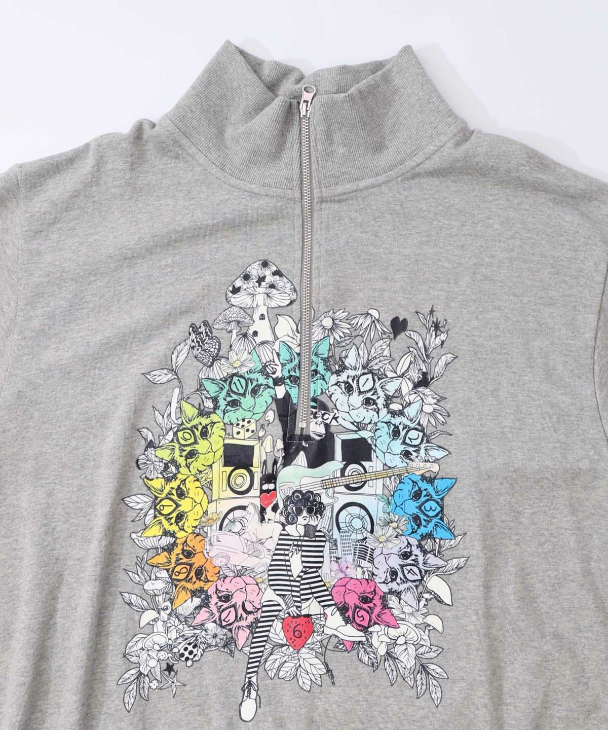 スカラーちゃんと時計と音楽柄裏毛チュニック-17