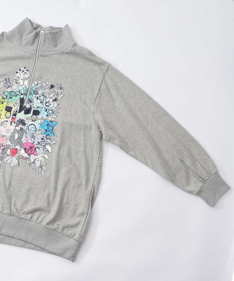 スカラーちゃんと時計と音楽柄裏毛チュニック-18