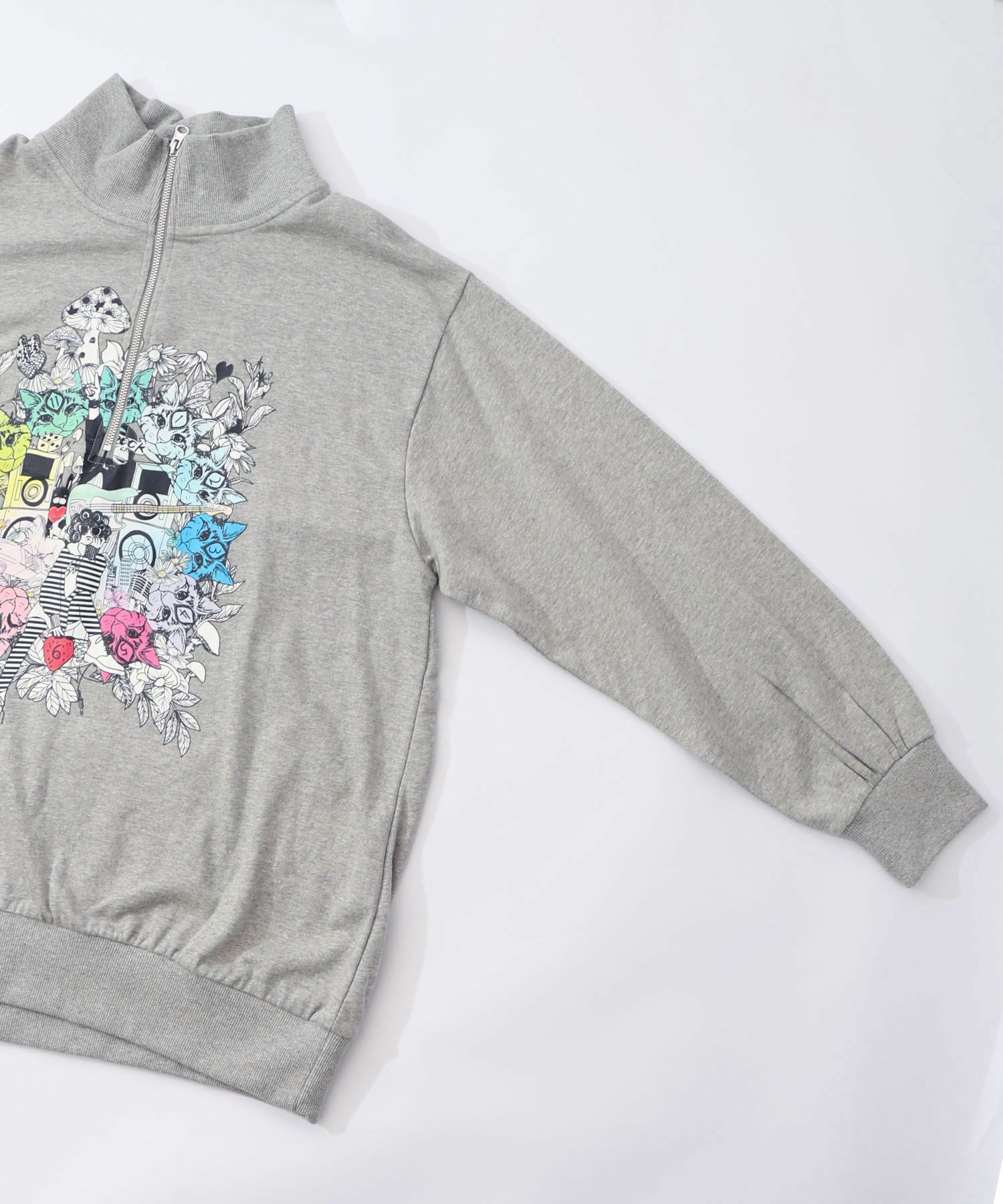 スカラーちゃんと時計と音楽柄裏毛チュニック-18