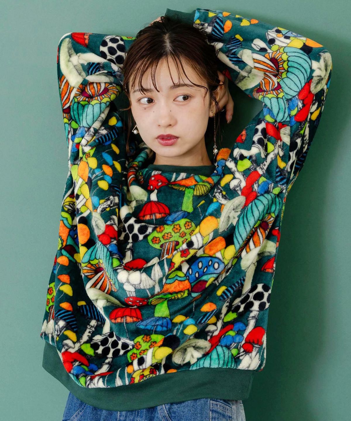 スカラー柄展開フランネルプルオーバー-1