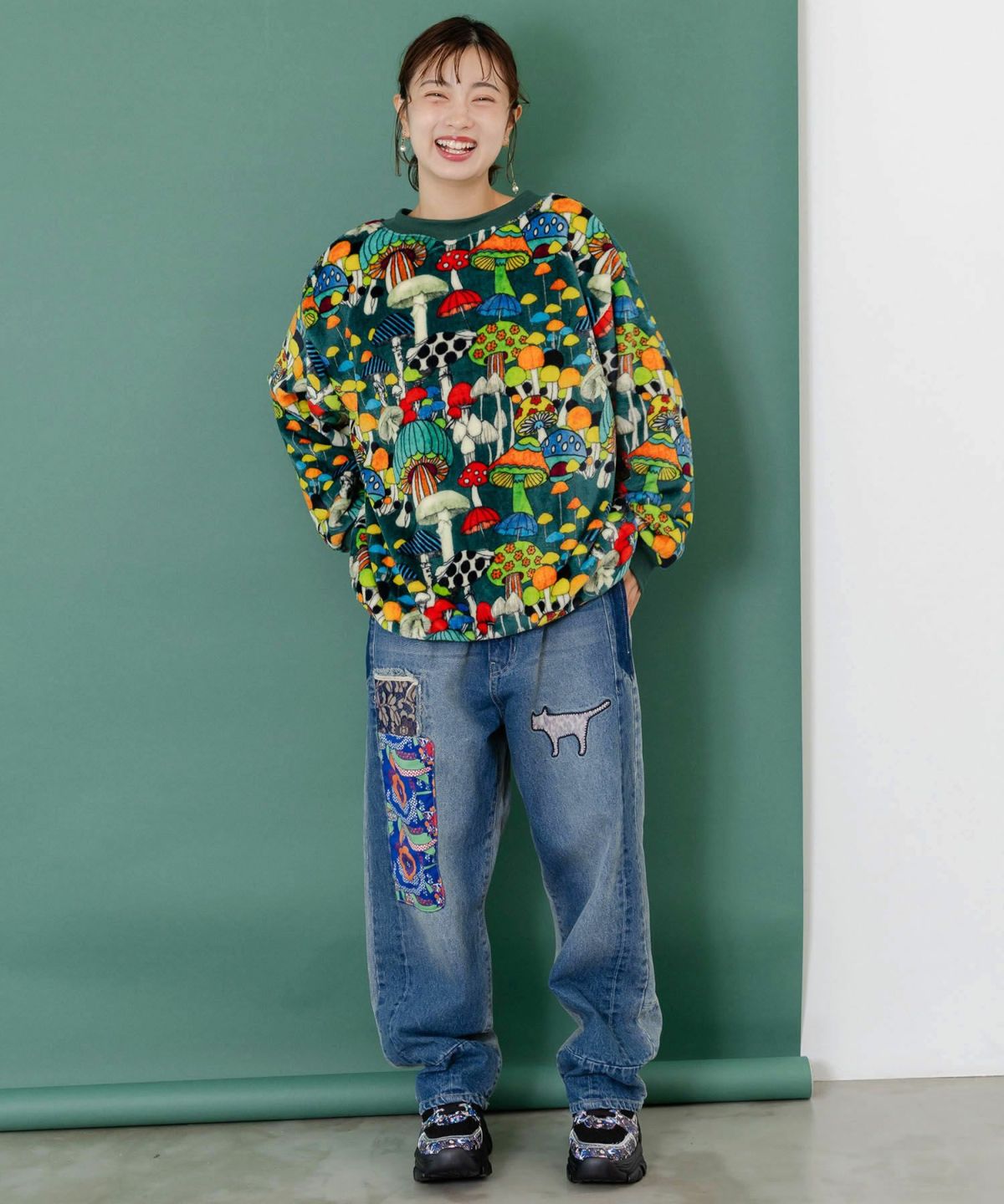 スカラー柄展開フランネルプルオーバー-2