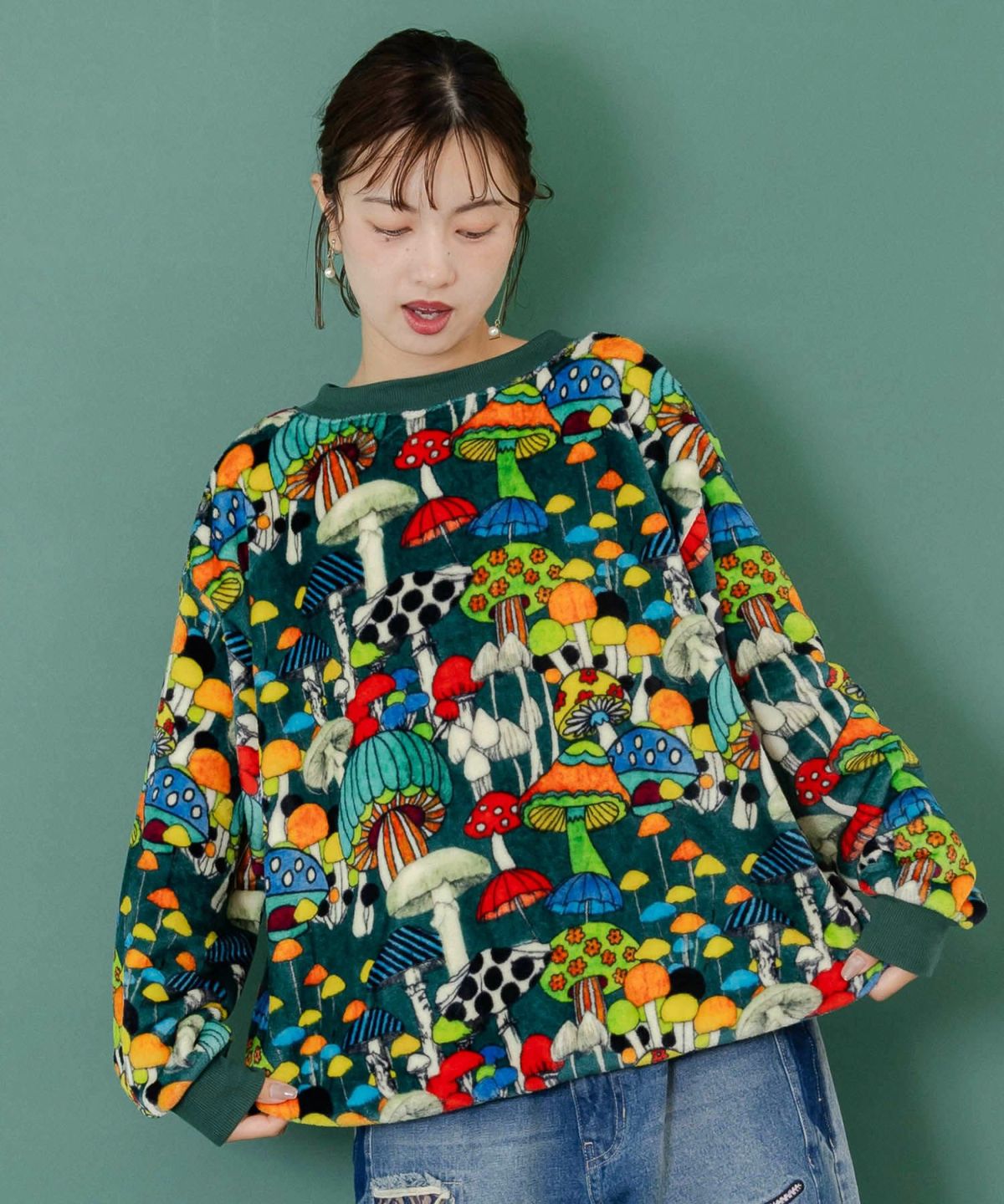 スカラー柄展開フランネルプルオーバー-3