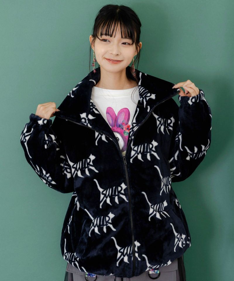 スカラー柄展開フランネル×タフタブルゾン-3