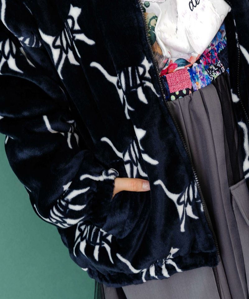 スカラー柄展開フランネル×タフタブルゾン-6