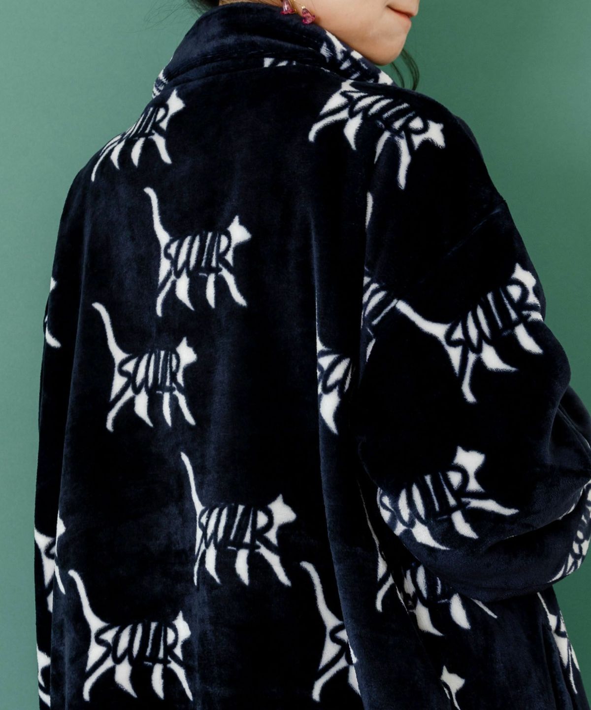 スカラー柄展開フランネル×タフタブルゾン-7