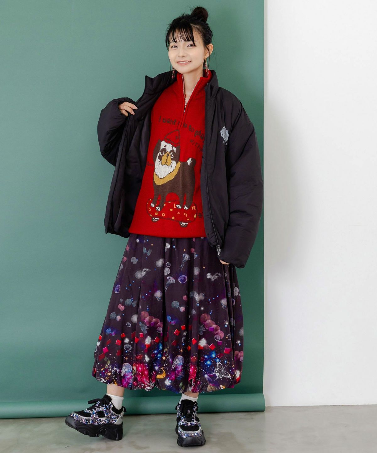 スカラー柄展開 中綿シンサレートブルゾン-3