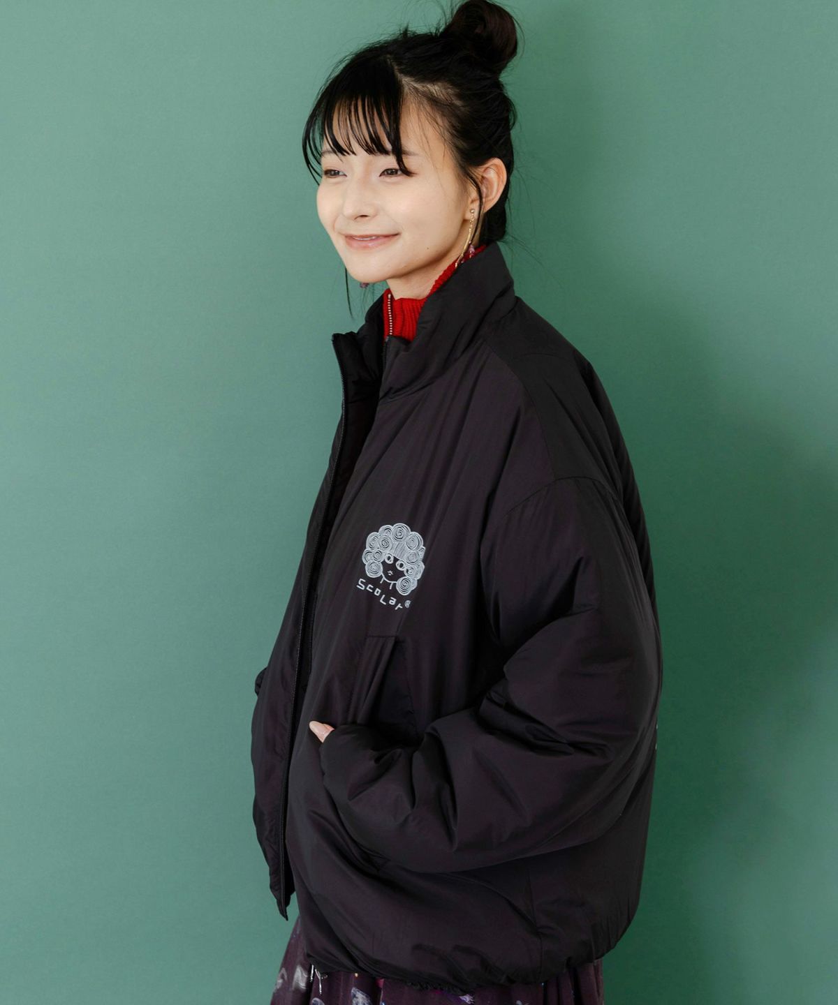 スカラー柄展開 中綿シンサレートブルゾン-4