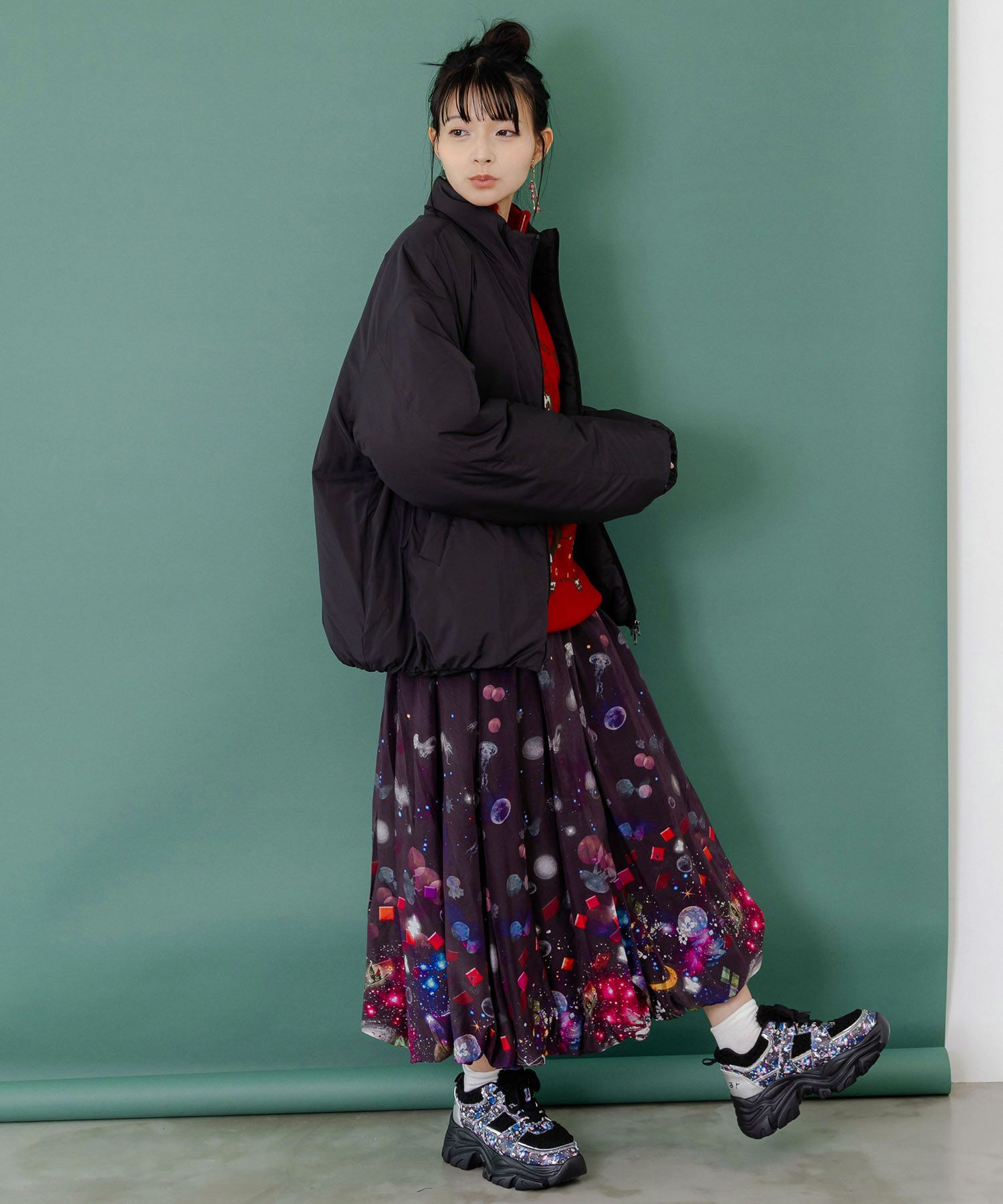 スカラー柄展開 中綿シンサレートブルゾン-6