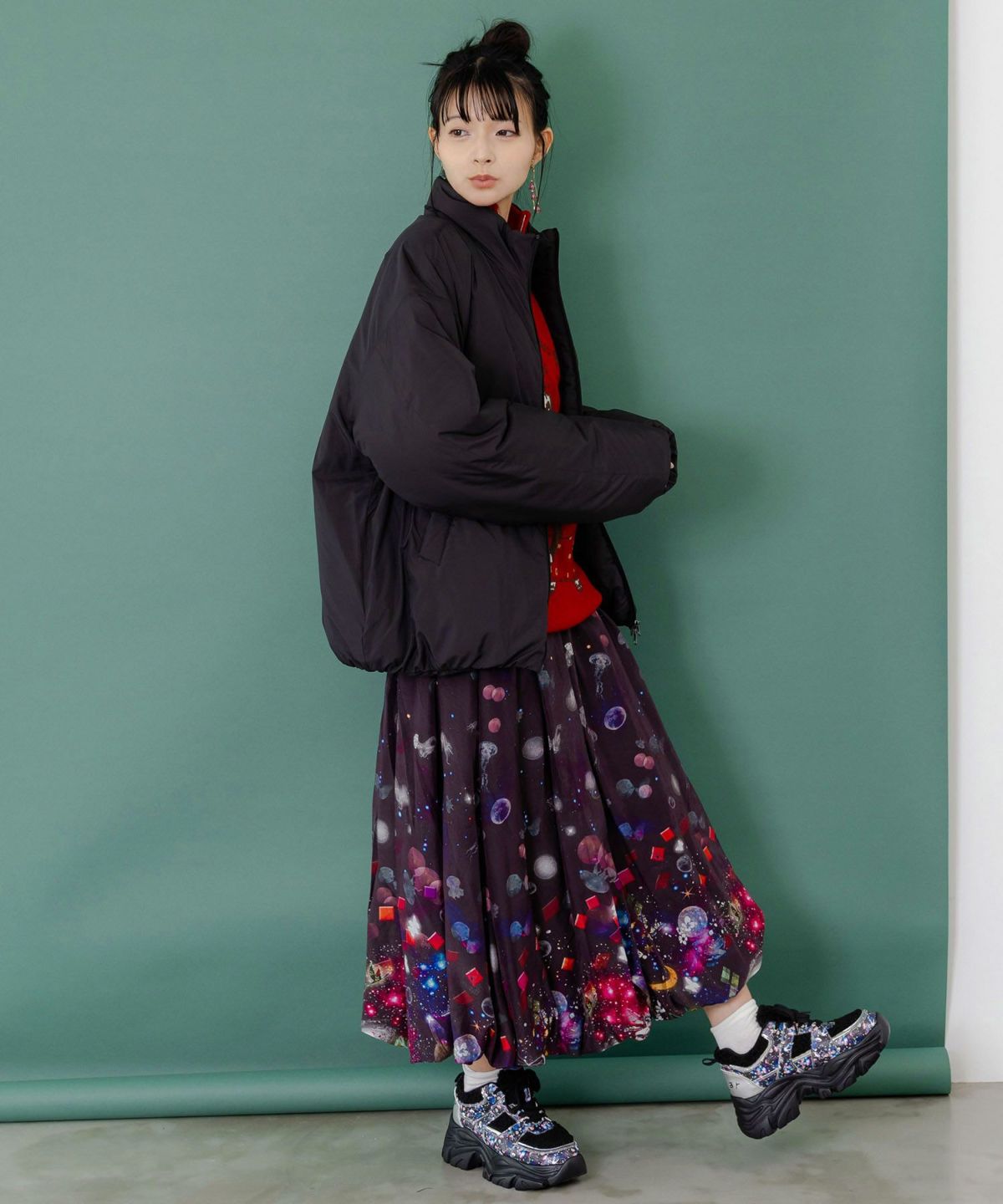 スカラー柄展開 中綿シンサレートブルゾン-6