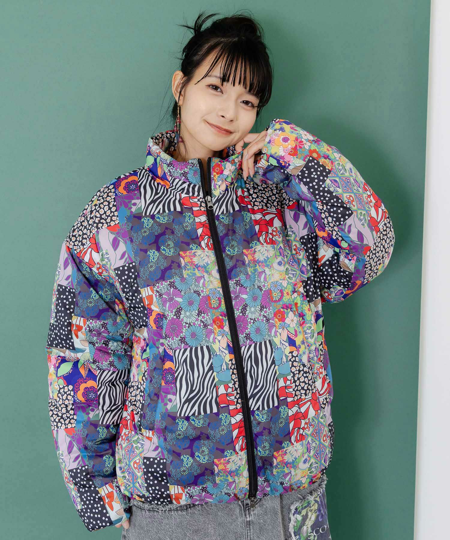 スカラー柄展開 中綿シンサレートブルゾン-9