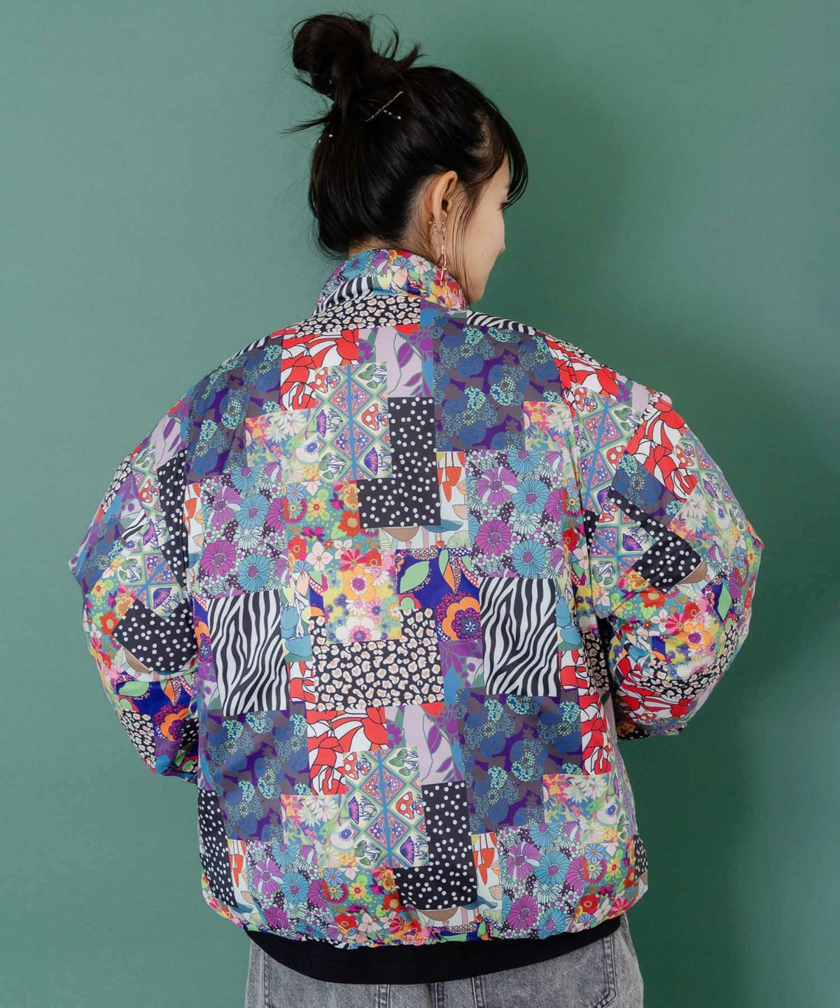 スカラー柄展開 中綿シンサレートブルゾン-13