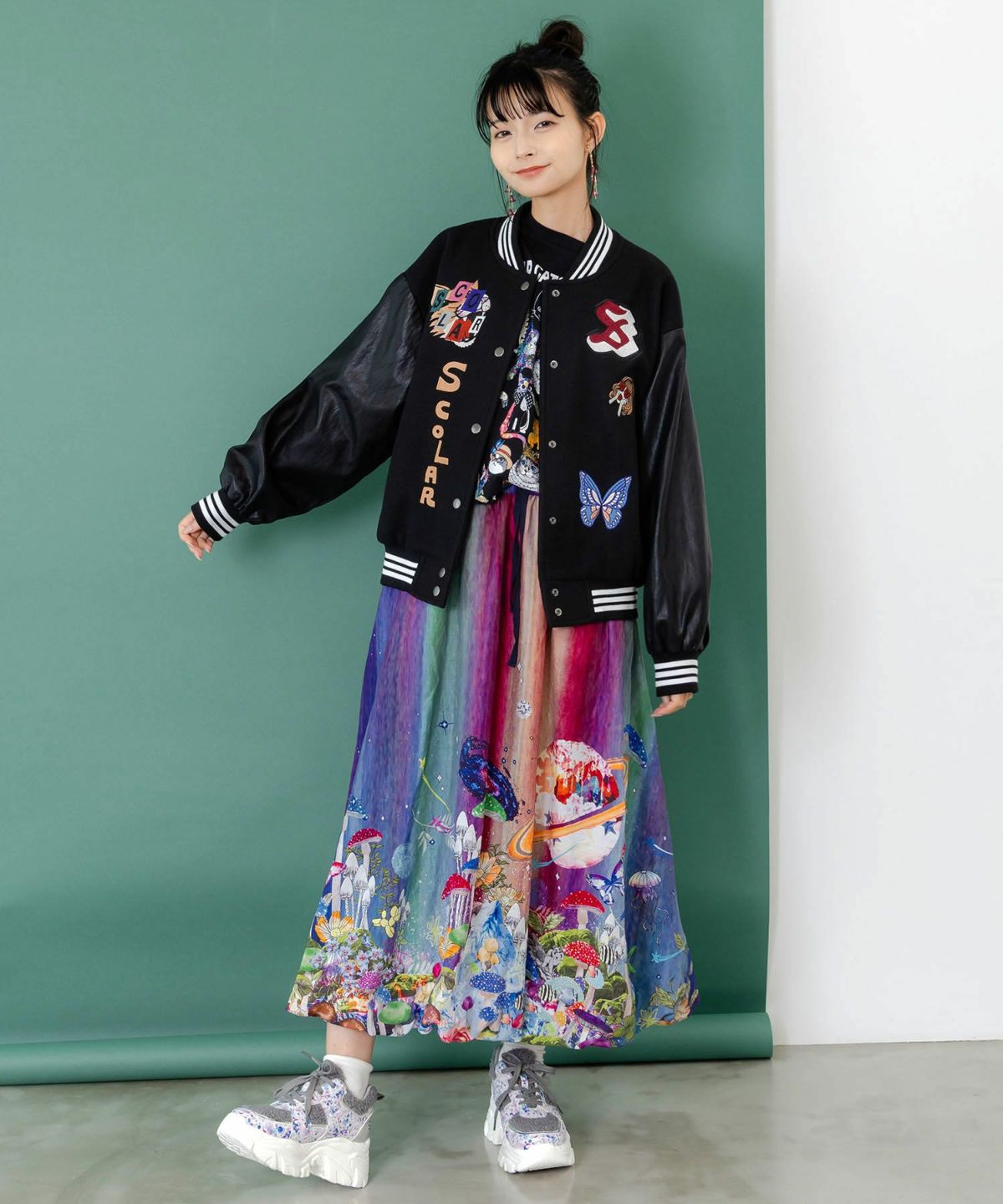 メルトン×合皮 異素材切替スタジャン-3