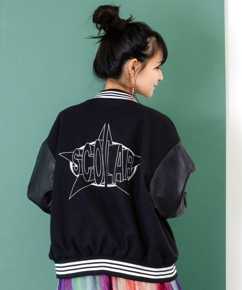 メルトン×合皮 異素材切替スタジャン-6