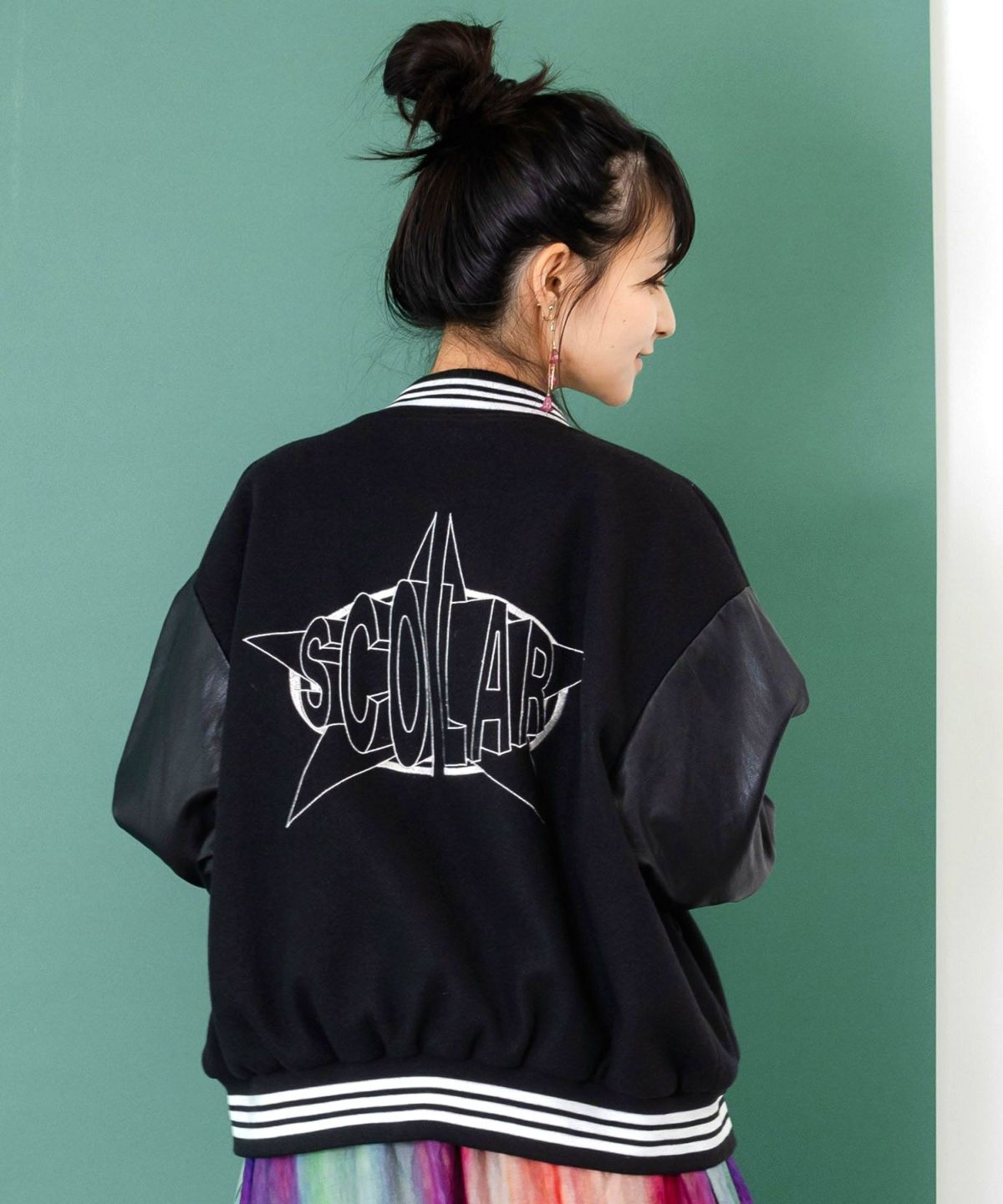 メルトン×合皮 異素材切替スタジャン-6