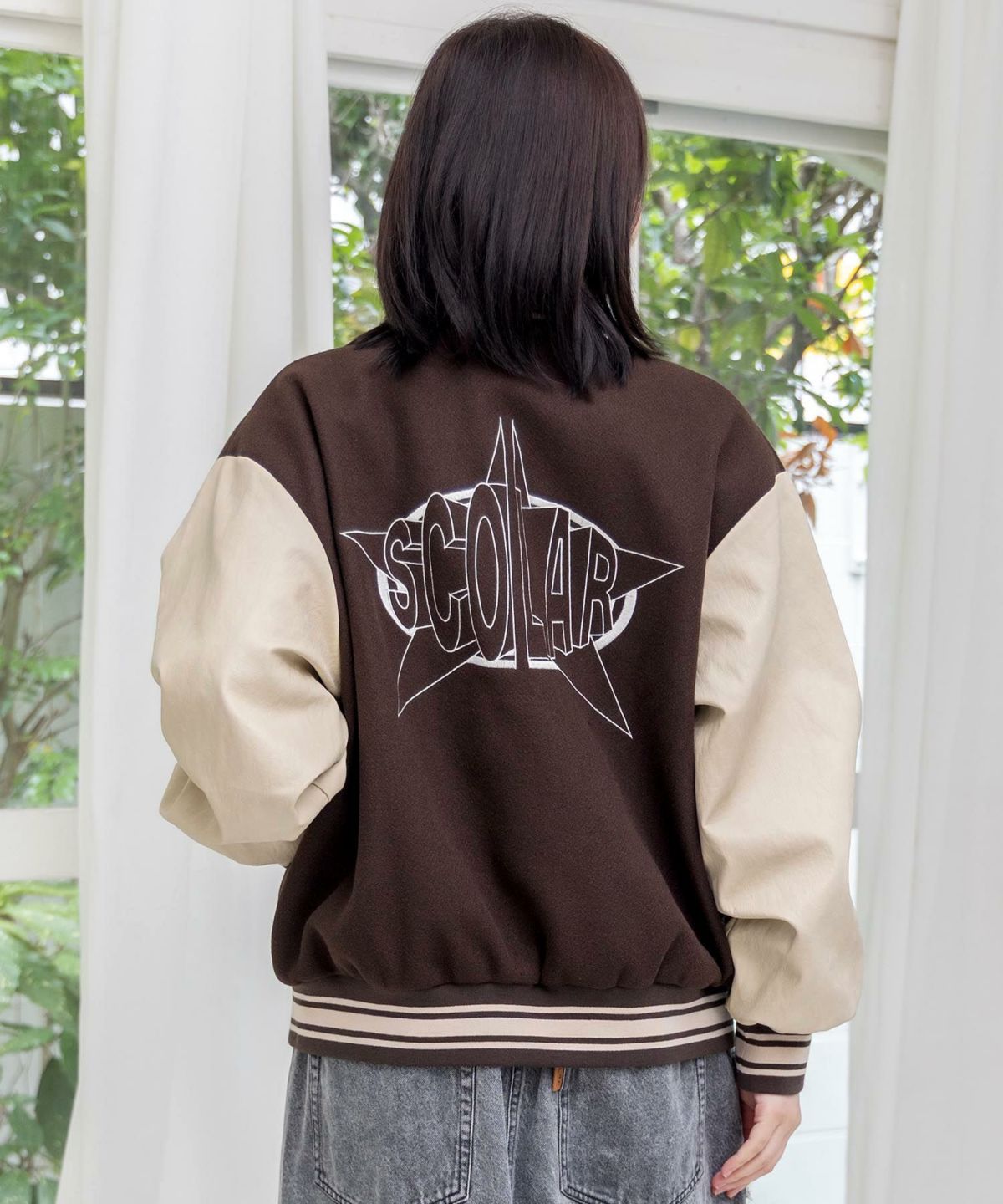 メルトン×合皮 異素材切替スタジャン-23