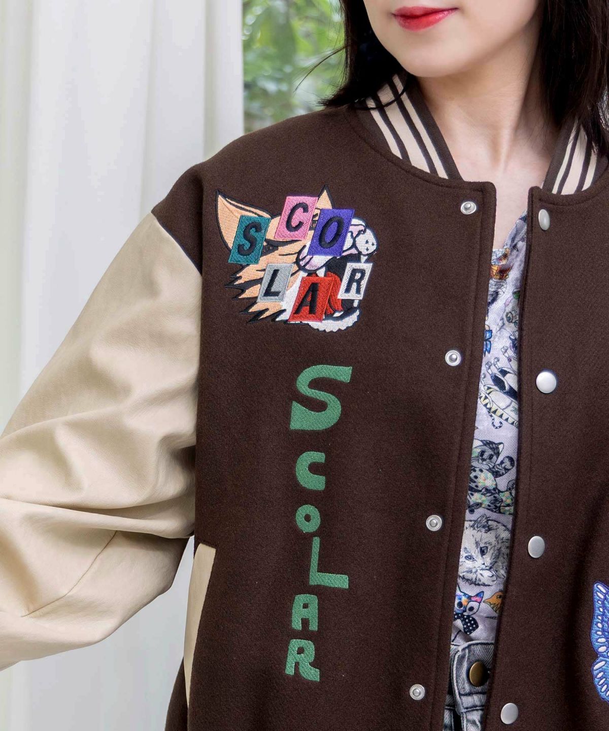 メルトン×合皮 異素材切替スタジャン-24