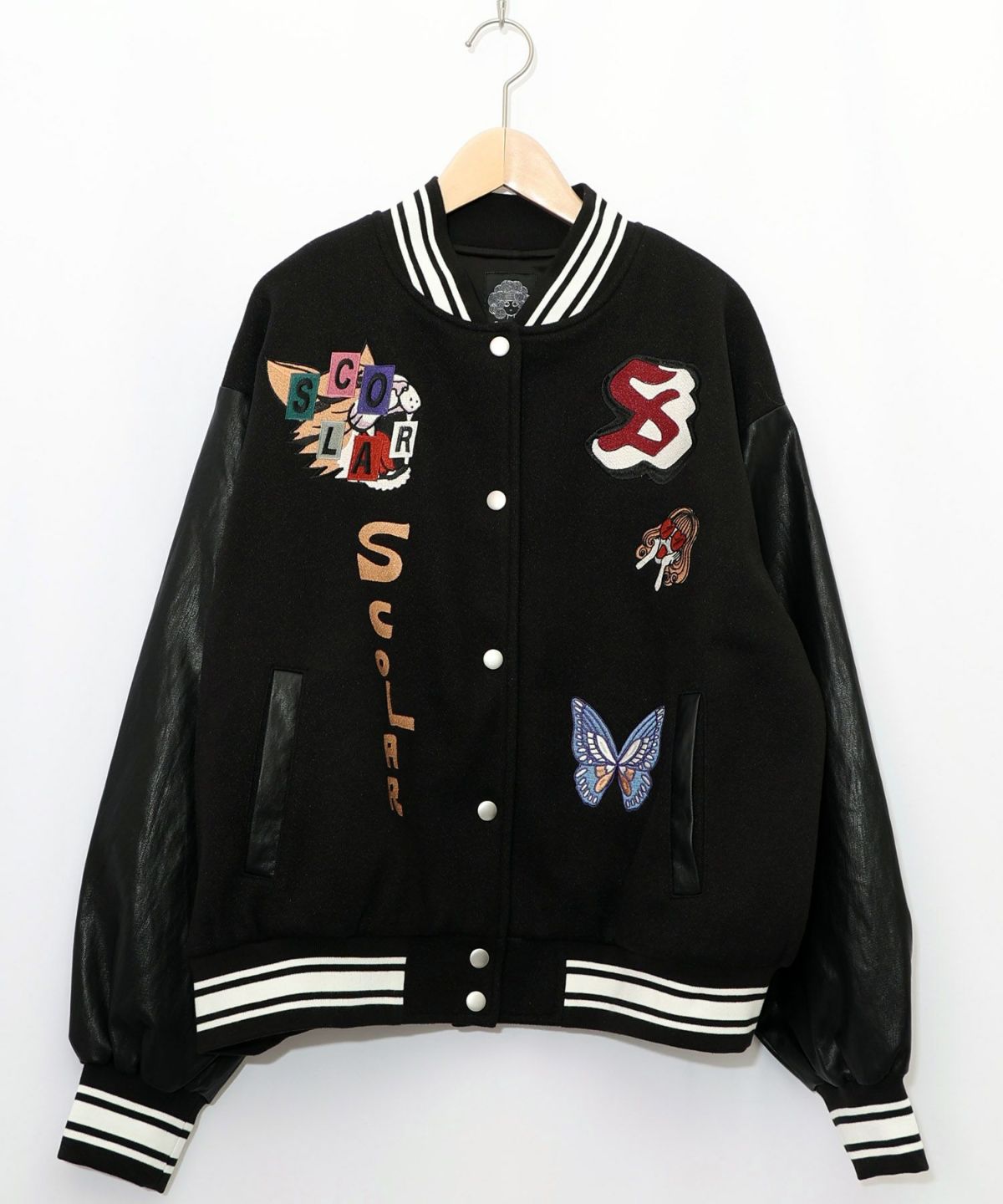 メルトン×合皮 異素材切替スタジャン-27