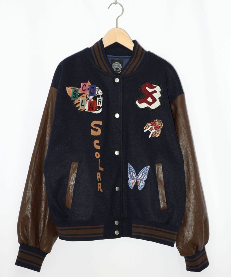 メルトン×合皮 異素材切替スタジャン-30