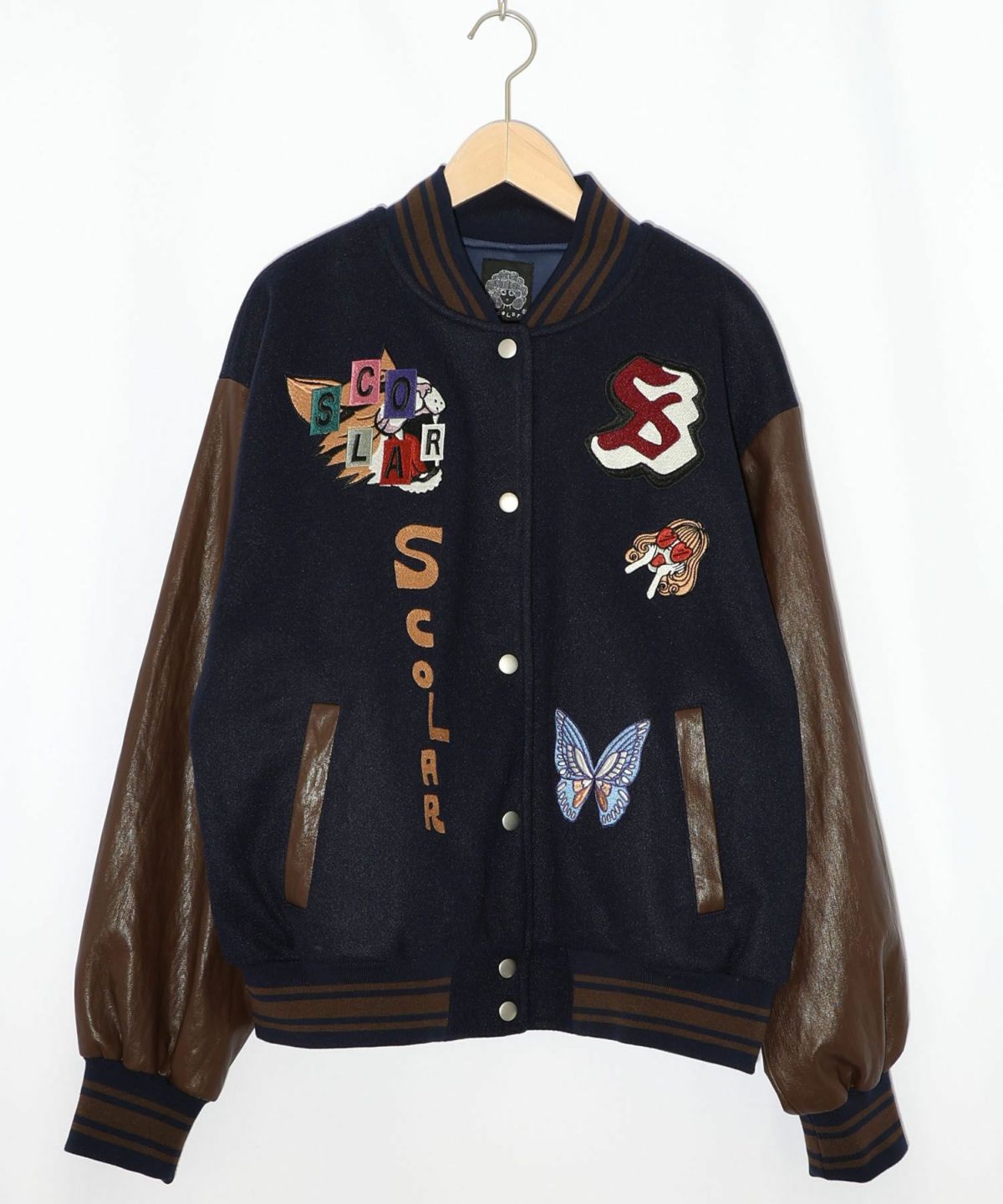 メルトン×合皮 異素材切替スタジャン-30