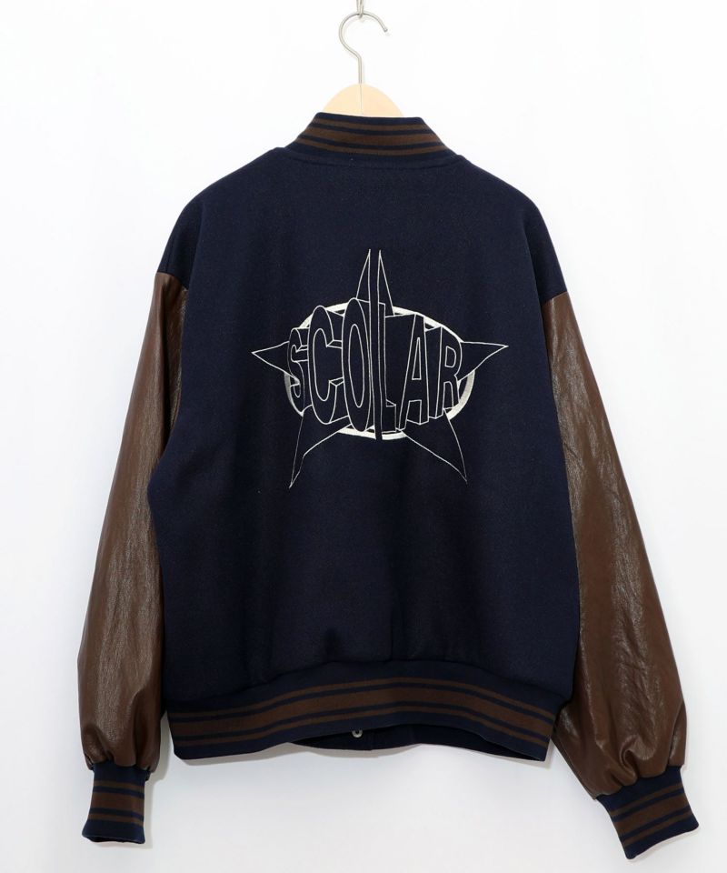 メルトン×合皮 異素材切替スタジャン-31