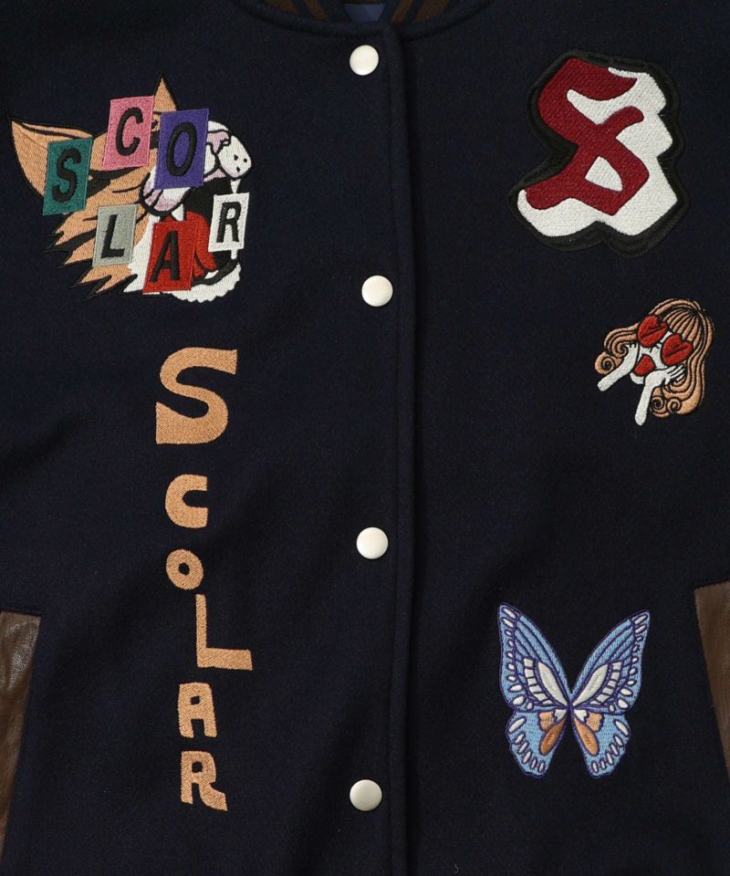 メルトン×合皮 異素材切替スタジャン-32