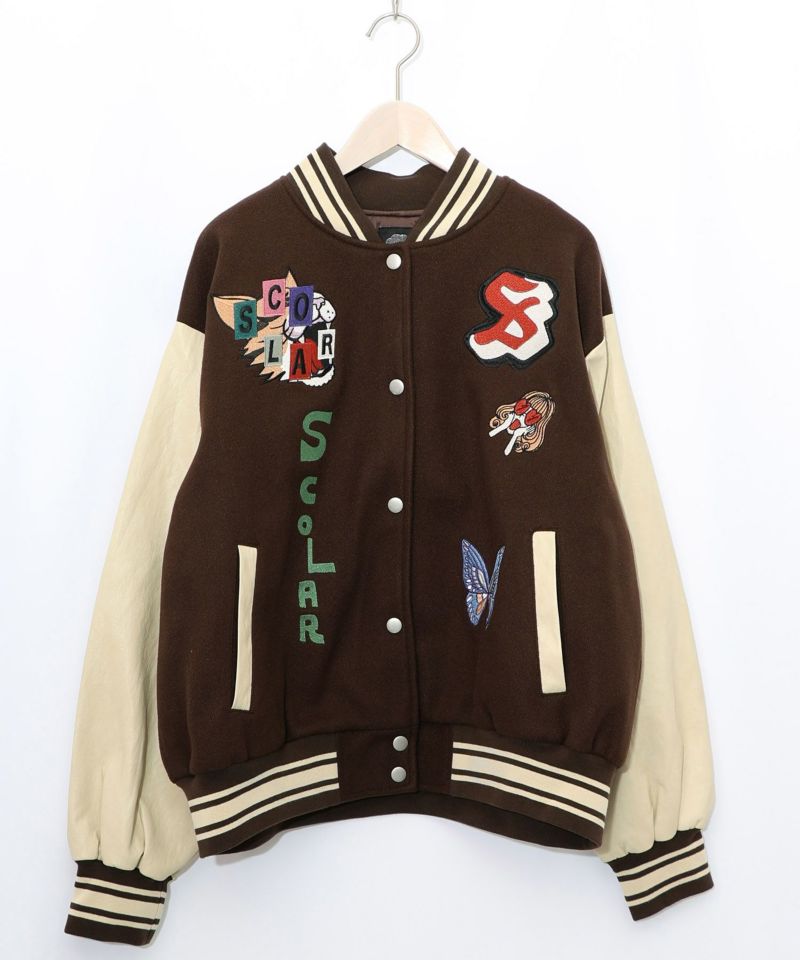 メルトン×合皮 異素材切替スタジャン-33