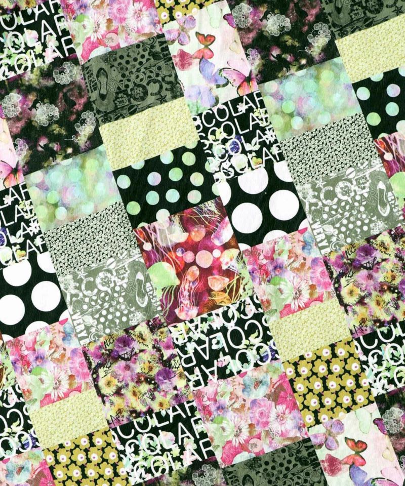 パッチワーク風総柄ドロスト前開きワンピース-17