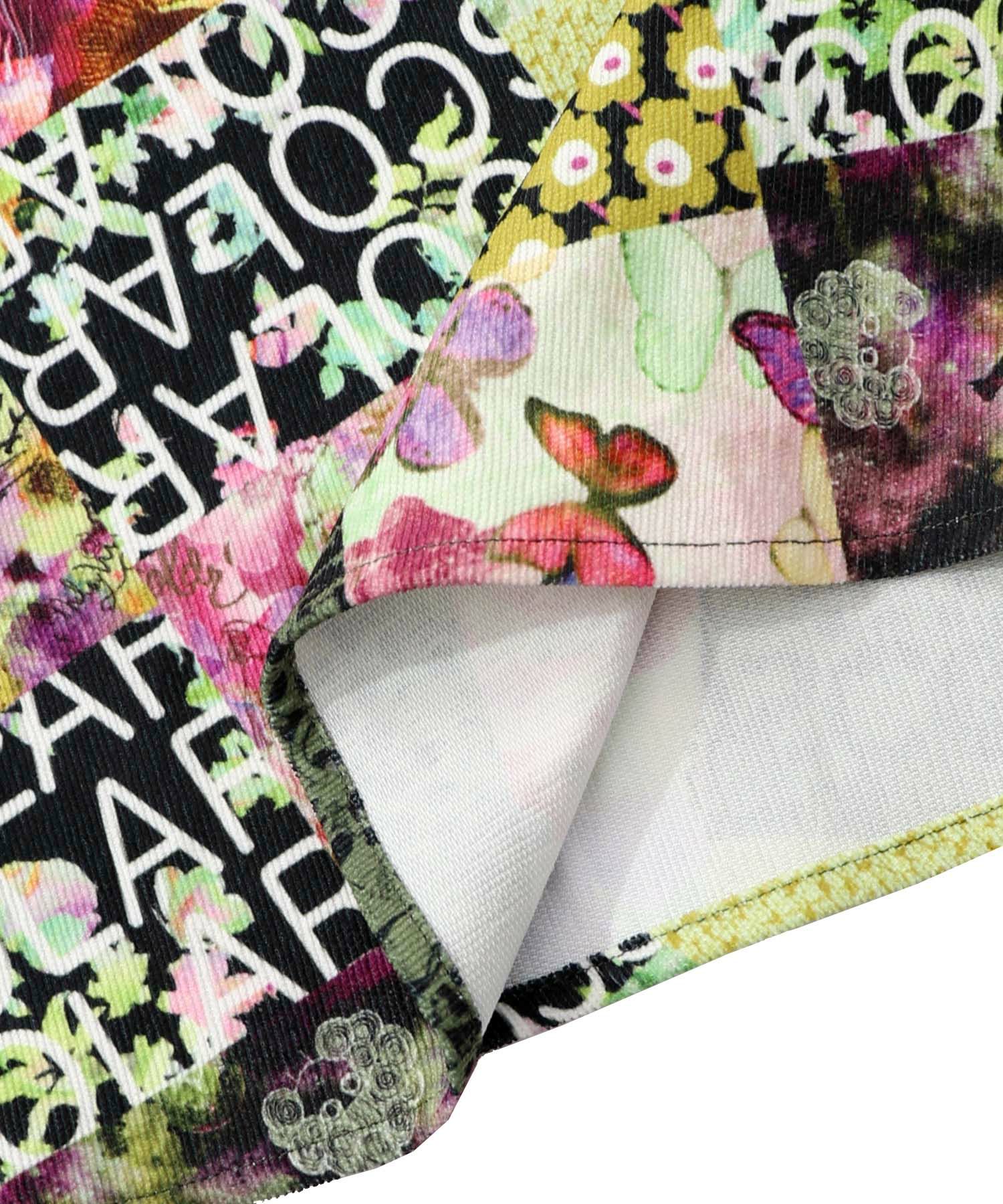 パッチワーク風総柄ドロスト前開きワンピース-22