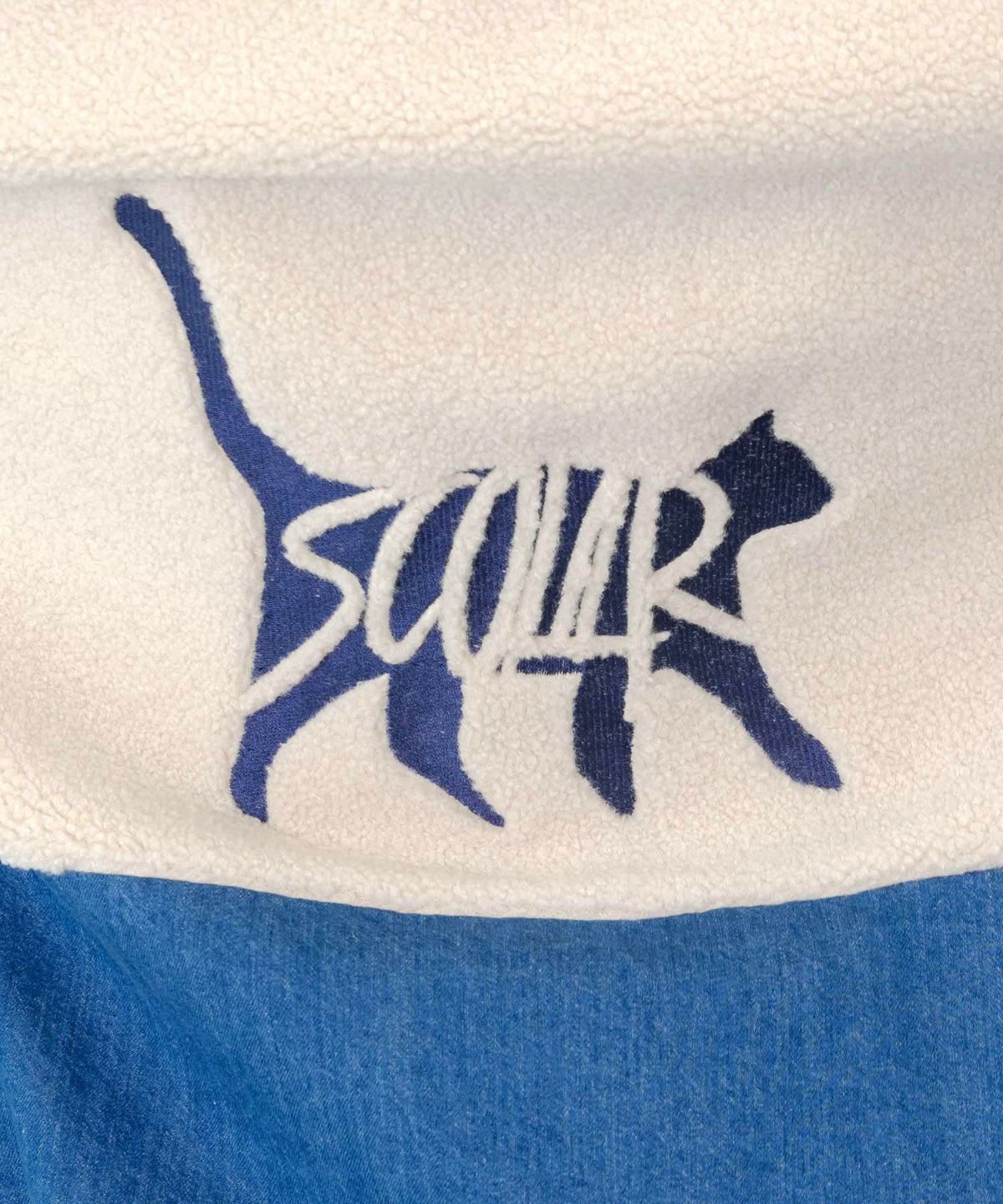 ボア×デニムの異素材切替フード付きブルゾン-8